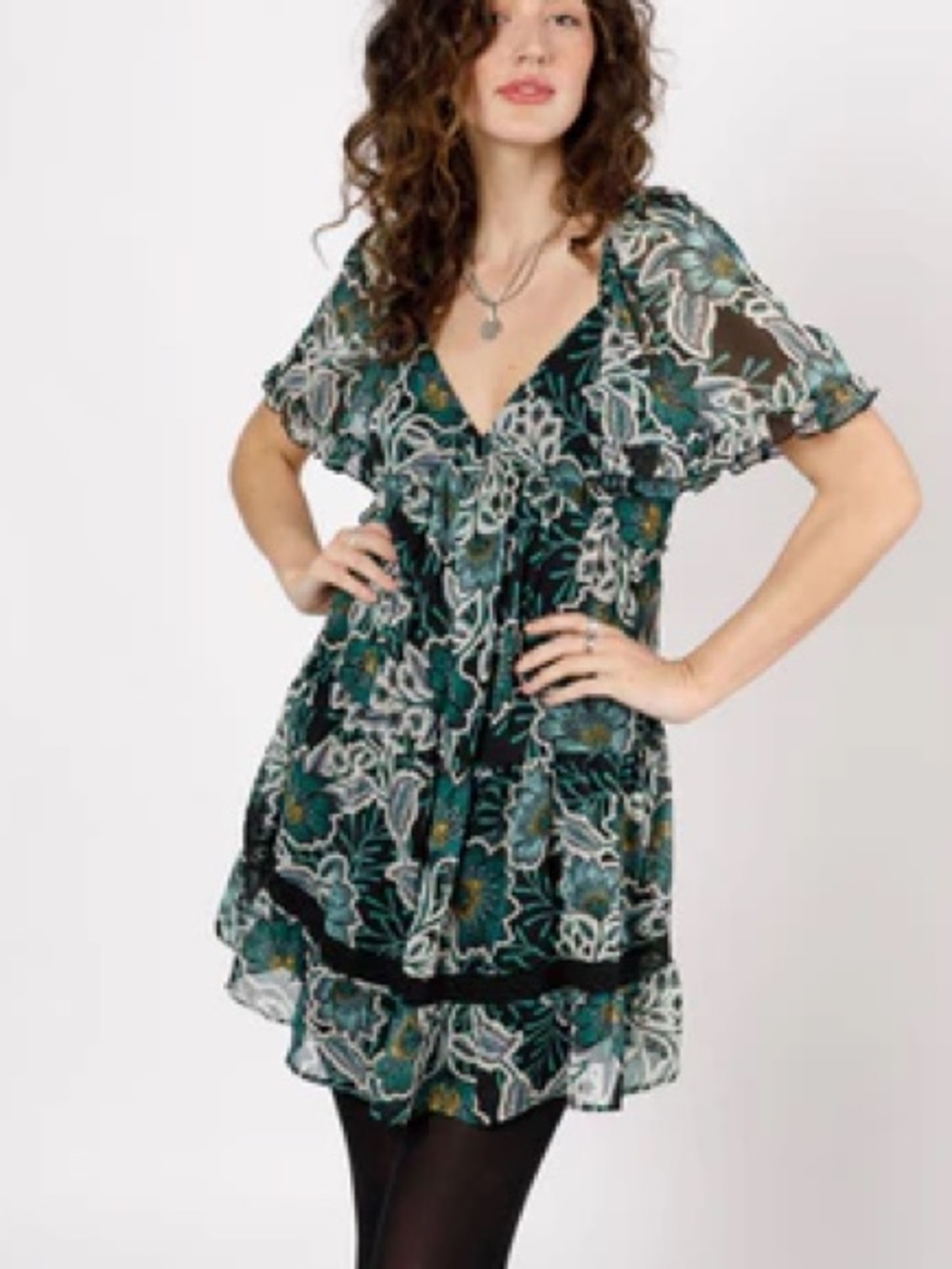 NWT Band Of The Free Maisie Emerald Floral Mini Dress Size M